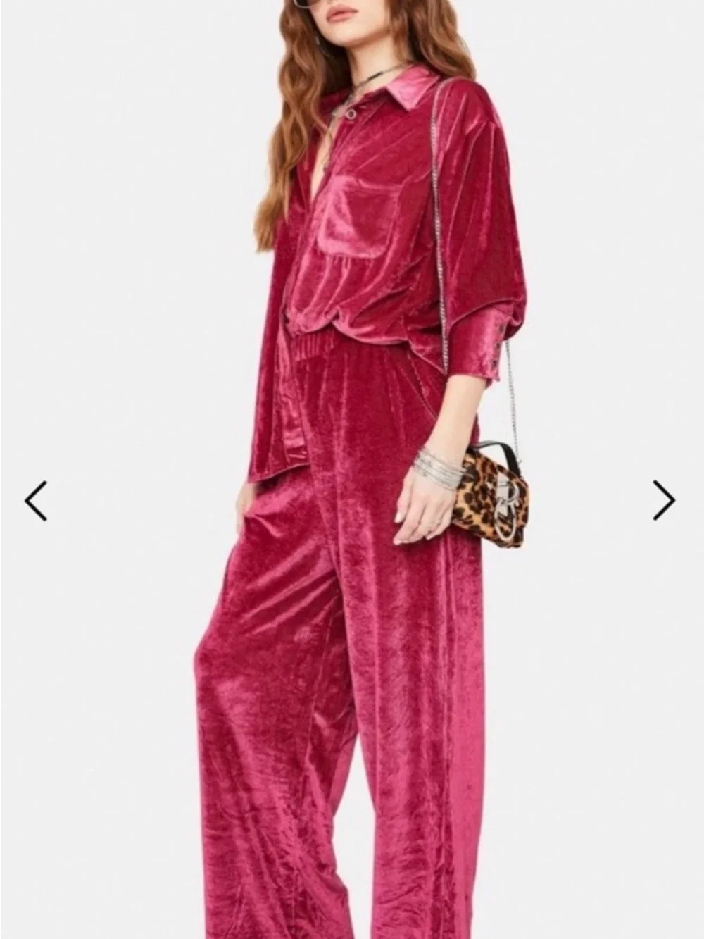 Free People Velvet Corduroy Matching Set Berry Pink Size Small